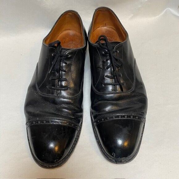 Brooks Brothers Mens 11.5 Black Leather Cap Toe Oxford Leather Dress Shoes - Picture 2 of 11